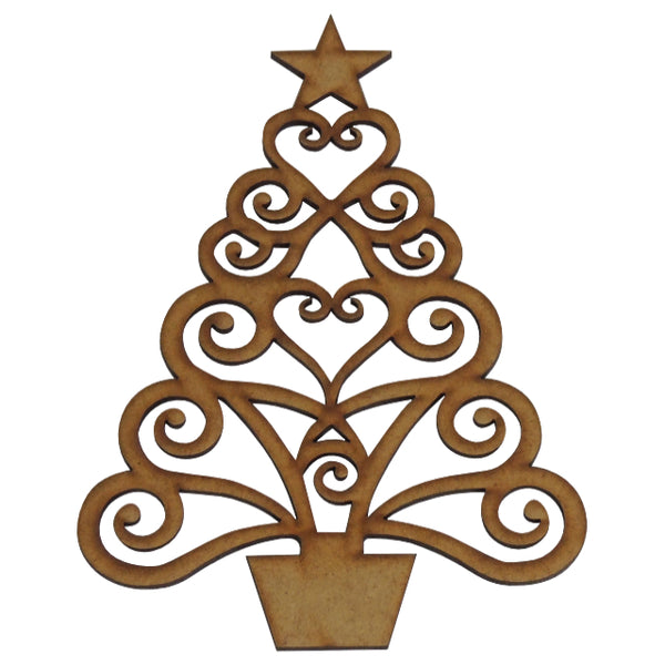 Arbol de navidad decorativo calado en mdf 3mm - 13x18 cm (11462)