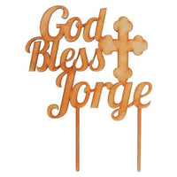 Cake topper con cruz personalizado God Bless - 25.5x19.5 cm (10490)