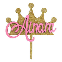 Cake topper corona con nombre personalizado- 19x20 cm (9173)