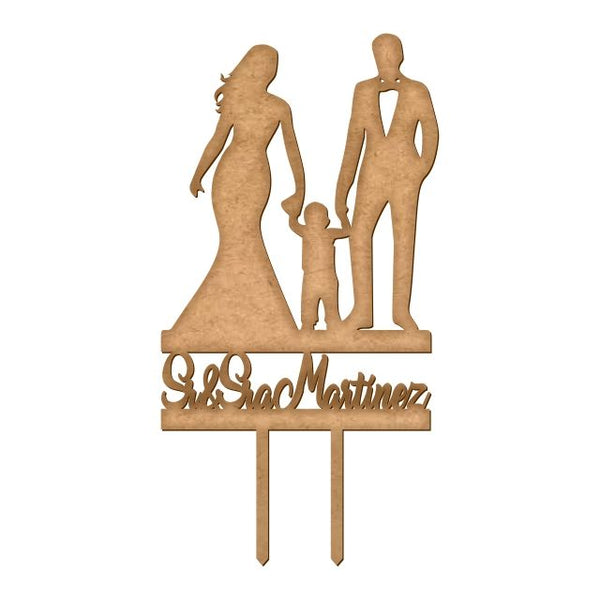 Cake topper con figura de familia Sr Sra personalizado -19x36 cm (7301)