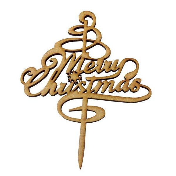 Cake topper merry christmas en forma de pino - 20x20 cm (2984)